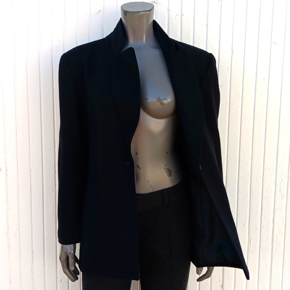 NORTON Mc NORTON PETITES LADIES PURE WOOLMARK  VINTAGE BLACK LUXURY BLAZER - Picture 8 of 17